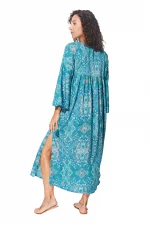 Longue Robe bohème Bleue ample fendue - MAXIPA3085A – Image 2