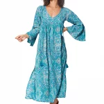 Longue Robe bohème Bleue ample fendue - MAXIPA3085A