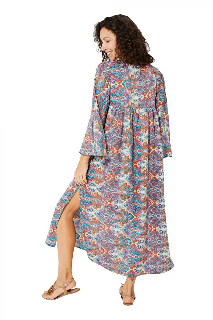 Longue Robe bohème Colorée ample fendue - MAXIPA3085B – Image 2