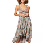 Longue Robe asymétrique Grise colorée - MAXIPA3064B