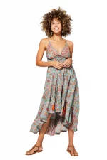 Longue Robe asymétrique Grise colorée - MAXIPA3064B