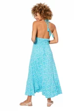 Robe longue dos nu Bleue à fleurs - MAXIPAV0007A – Image 2