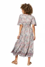 Longue Robe évasée Beige à motifs bohèmes - MAXIPA3080B – Image 2