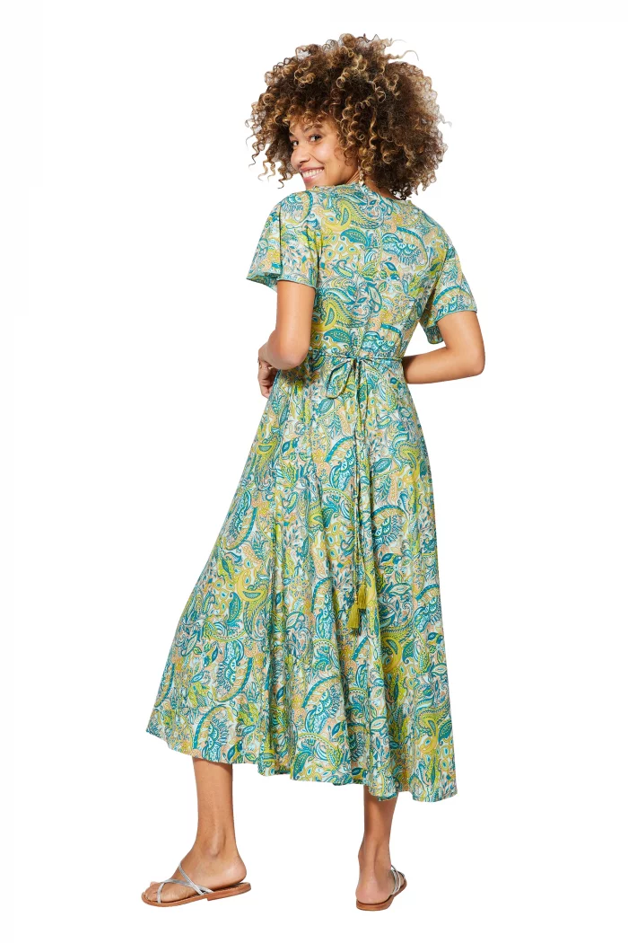 Longue Robe à nouer Verte bleue jaune - MAXIPA3075A – Image 2