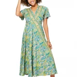 Longue Robe à nouer Verte bleue jaune - MAXIPA3075A