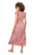 Longue Robe évasée Rose à motifs bohèmes - MAXIPA3074B – Image 2