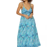 Robe longue évasée à bretelles Bleue bohème - MAXIPA3061A