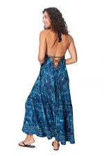 Longue Robe dos nu Bleue à motifs - MAXIPA3055B – Image 2