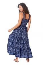 Longue Robe à bretelles larges Bleu marine - MAXIPA3066B – Image 2