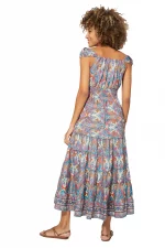 Longue Robe évasée Colorée à col bateau - MAXIPA3069B – Image 2