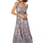 Longue Robe évasée Colorée à col bateau - MAXIPA3069B