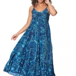 Robe longue à bretelles Bleue bohème - MAXIPA3062A