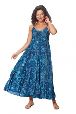 Robe longue à bretelles Bleue bohème - MAXIPA3062A