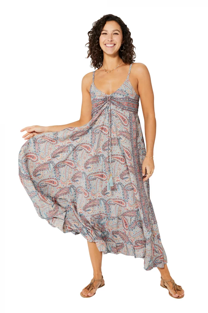 Robe longue à bretelles Grise colorée - MAXIPA3062B – Image 1