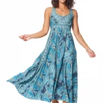 Longue Robe à dos nageur Bleue bohème - MAXIPA3065F