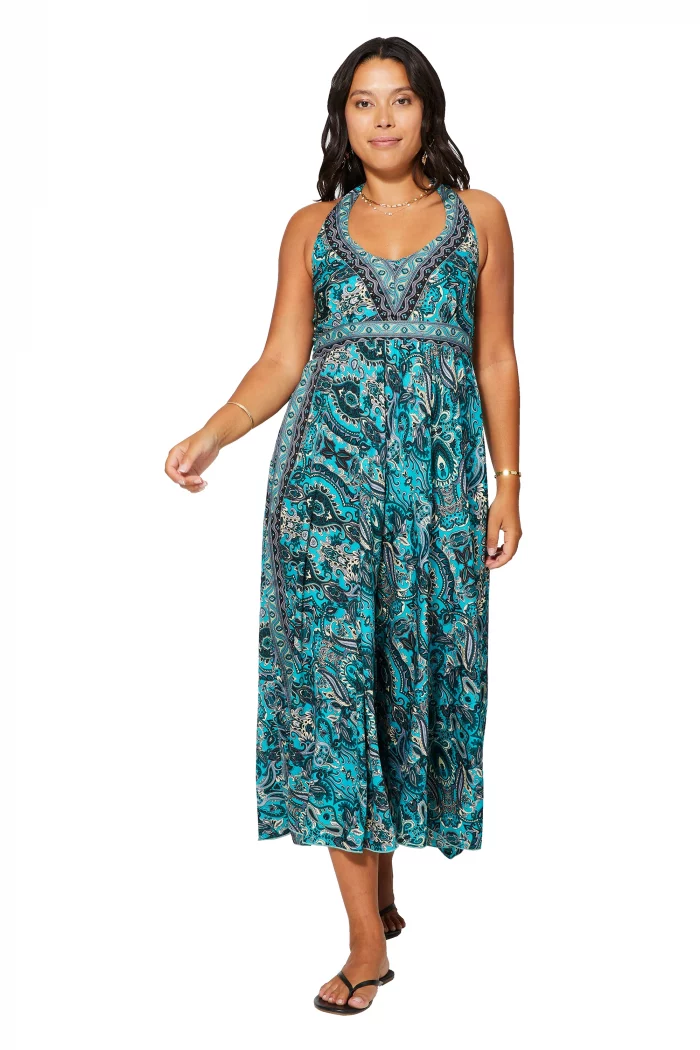 Longue Robe à dos nageur Bleu vif- MAXIPA3065D – Image 1