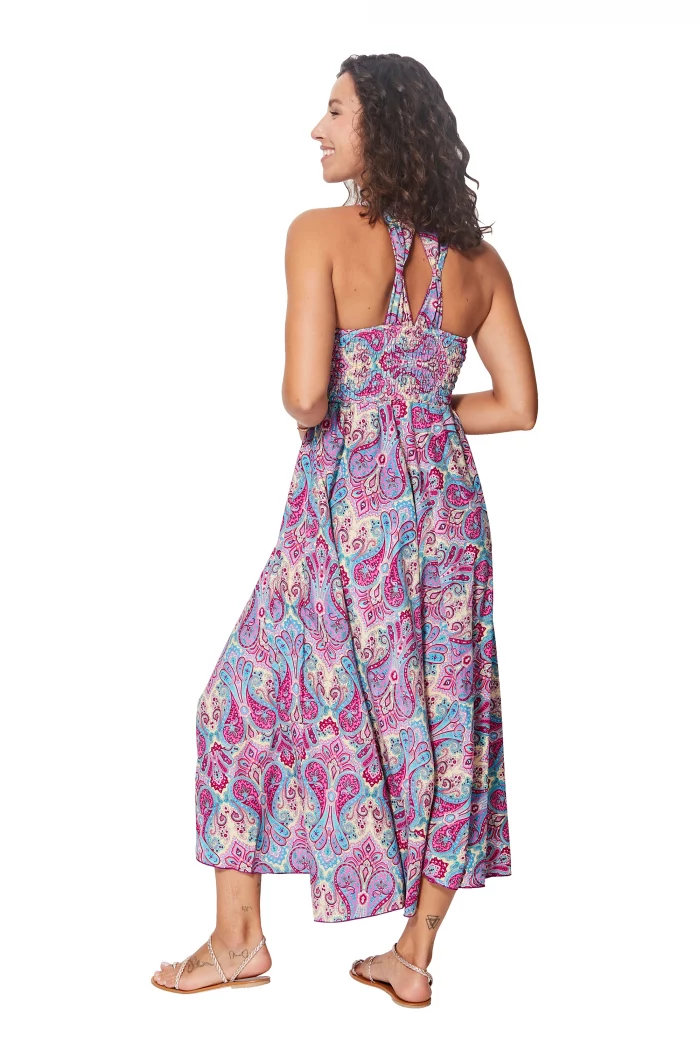 Longue Robe à dos nageur Fuschia et bleue - MAXIPA3065B – Image 2