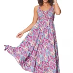 Longue Robe à dos nageur Fuschia et bleue - MAXIPA3065B