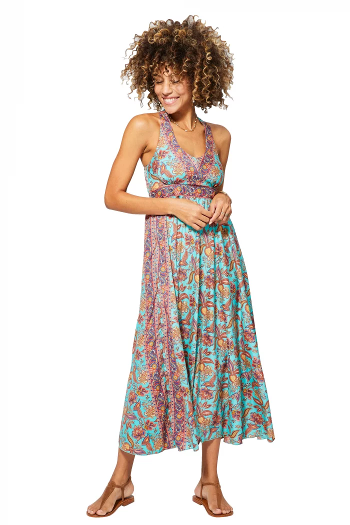 Longue Robe à dos nageur Turquoise - MAXIPA3065C – Image 1
