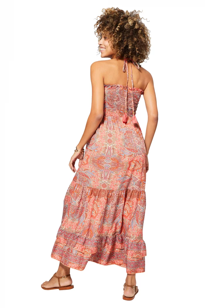 Longue Robe d'été dos nu Corail - MAXIPA3054A – Image 2