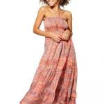 Longue Robe d'été dos nu Corail - MAXIPA3054A