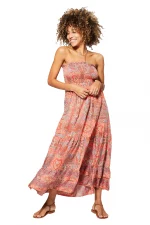 Longue Robe d'été dos nu Corail - MAXIPA3054A