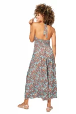 Longue Robe décolletée dos nu Turquoise et rouge - MAXIPA3053D – Image 2