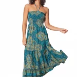 Longue Robe d'été dos nu Turquoise - MAXIPA3054B