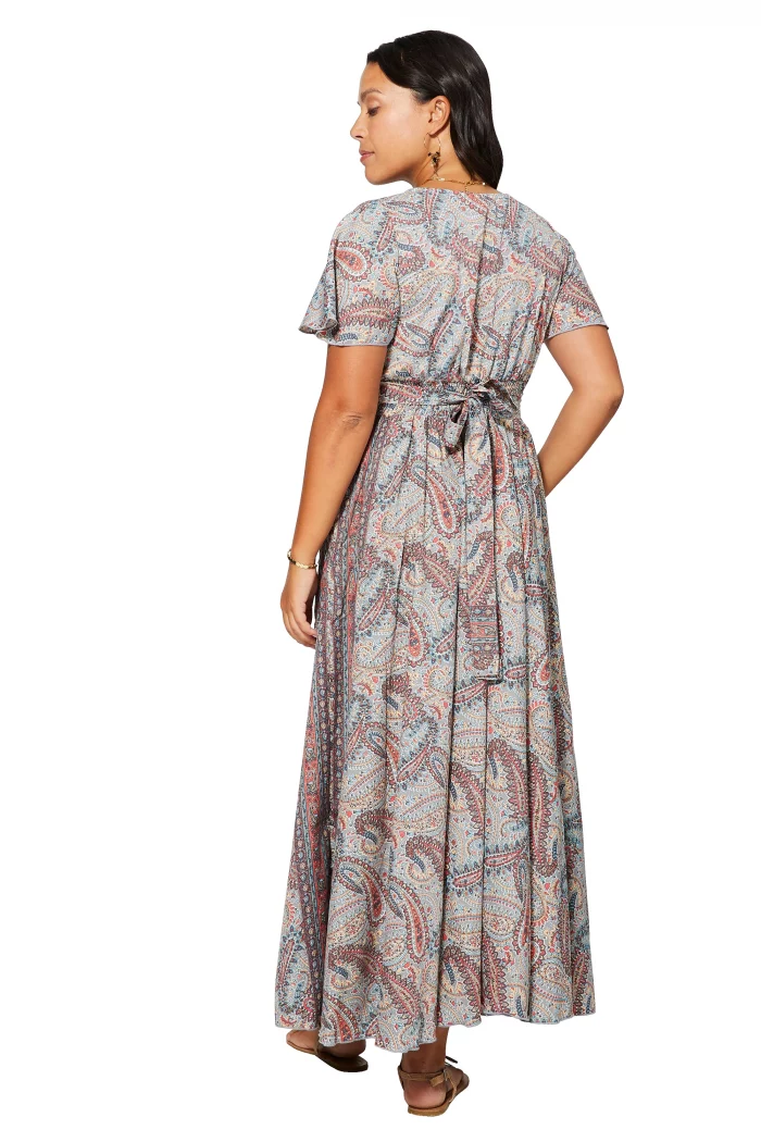 Longue Robe évasée Grise à motifs bohèmes - MAXIPA3077A – Image 2