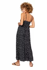 Robe longue évasée Noire à fleurs blanches - MAXIPAV0009A – Image 2