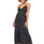 Robe longue évasée Noire à fleurs blanches - MAXIPAV0009A