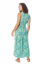 Longue Robe sans manches Verte turquoise - MAXIPA3073A – Image 2