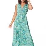 Longue Robe sans manches Verte turquoise - MAXIPA3073A