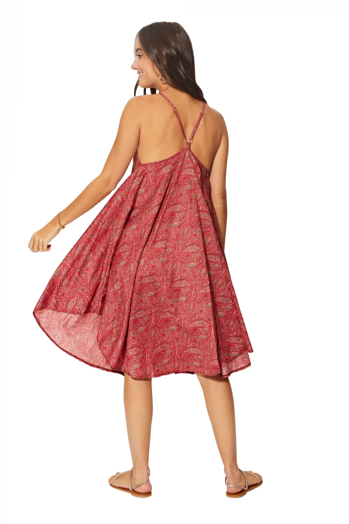 Robe mi-longue ample Rouge bohème - RLIP0272A – Image 2