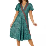 Robe bohème mi-longue à manches courtes - RLIP2001H