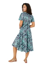 Robe mi-longue bleue à manches courtes - RLIP2001F – Image 2