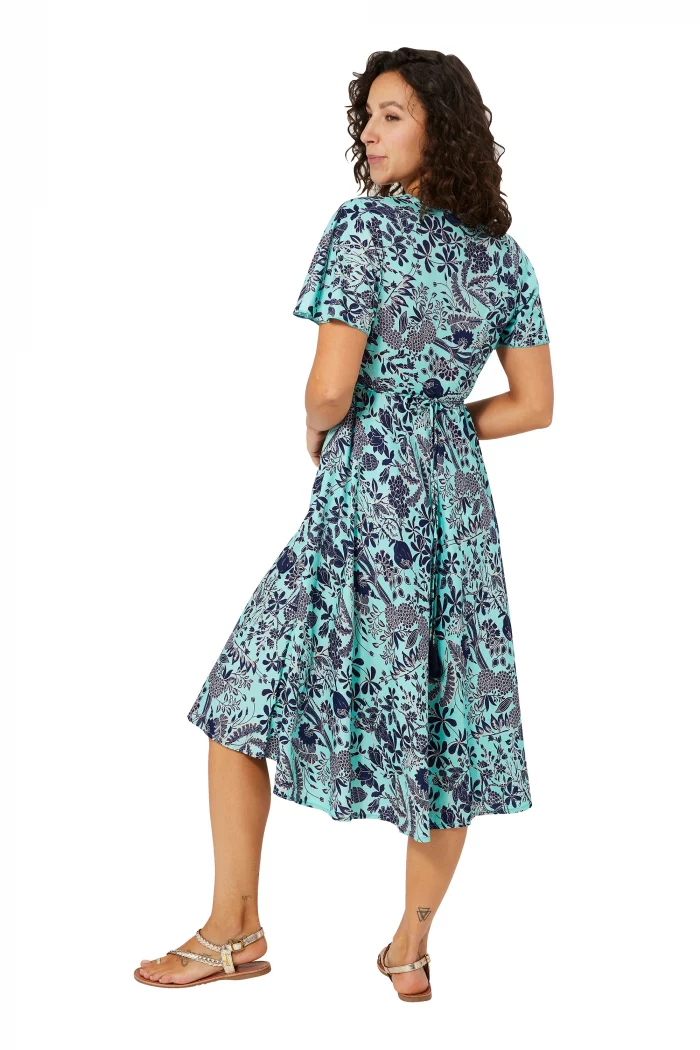 Robe mi-longue bleue à manches courtes - RLIP2001F – Image 2