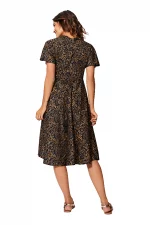 Robe mi-longue noire et or à manches courtes - RLIP2001E – Image 2