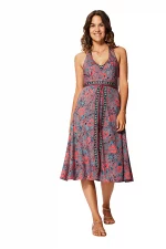 Robe mi-longue Bleue et rouge à dos nageur - RLIP0283C