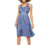 Robe mi-longue Bleue et violette à liens dans le dos - RLIP0284B