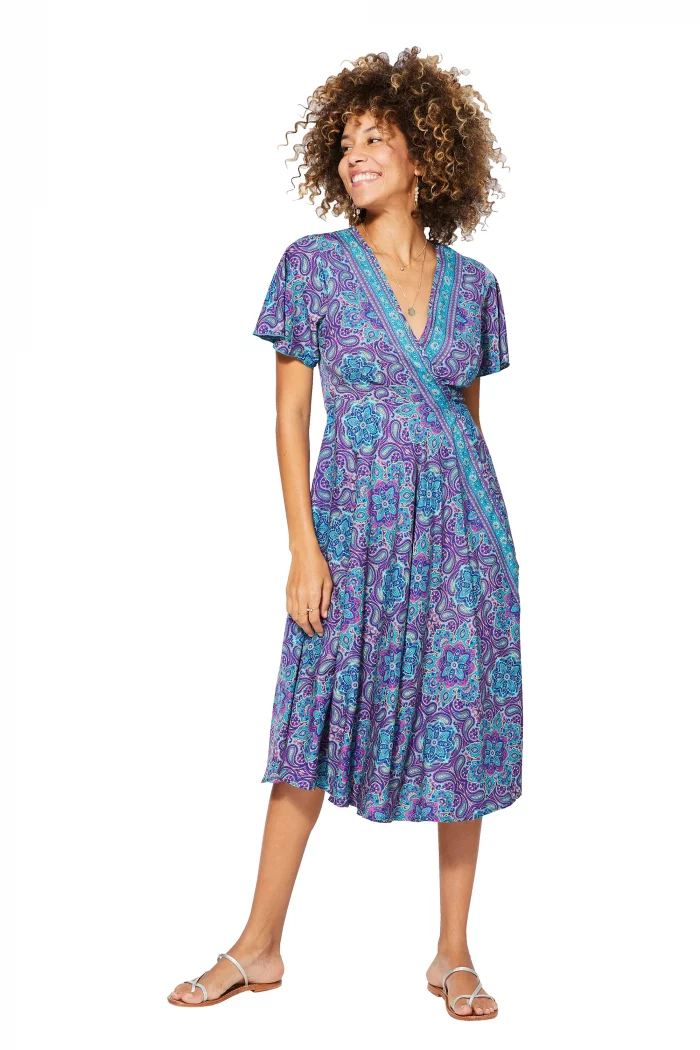 Robe mi-longue à nouer Bleu violette - RLIP0298A – Image 1
