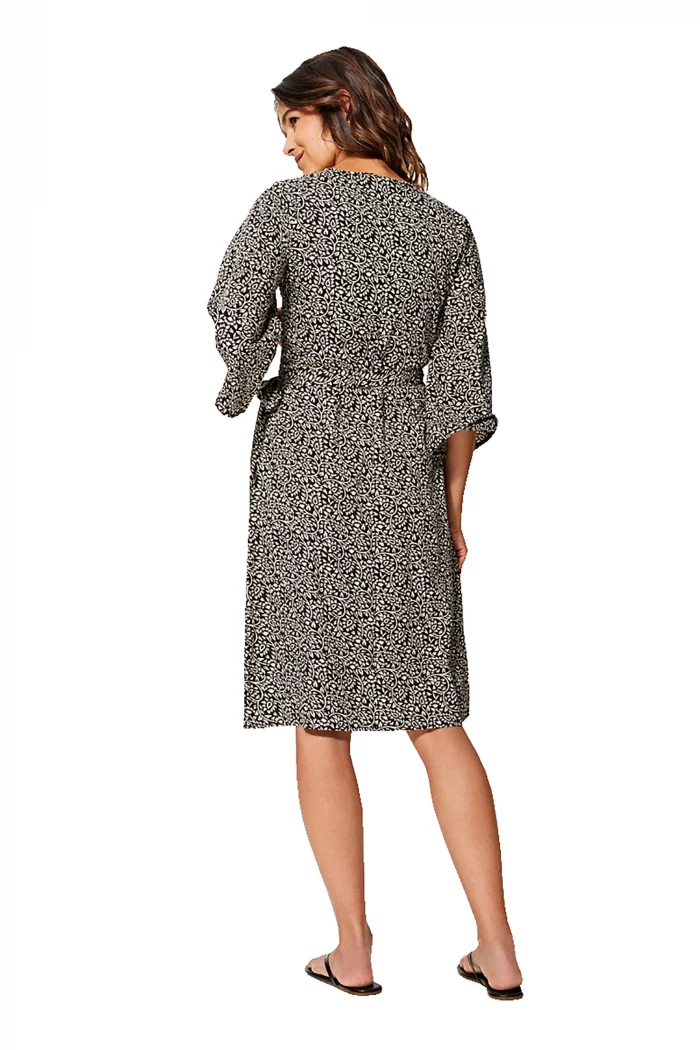 Robe bohème à nouer Noire et crème - RLIP0299C – Image 2