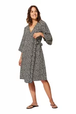 Robe bohème à nouer Noire et crème - RLIP0299C