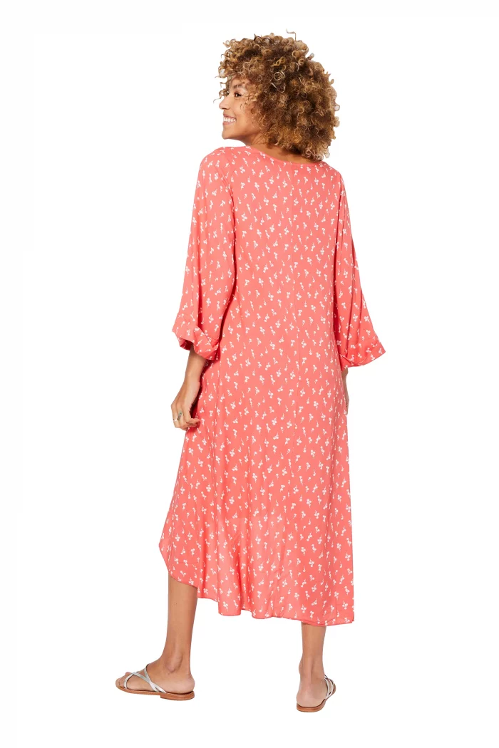 Robe ample à manches longue Corail à fleurs - MAXIPAV0020A – Image 2