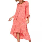 Robe ample à manches longue Corail à fleurs - MAXIPAV0020A