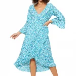 Robe mi-longue à manches longue Blanche à fleurs - MAXIPAV0022B