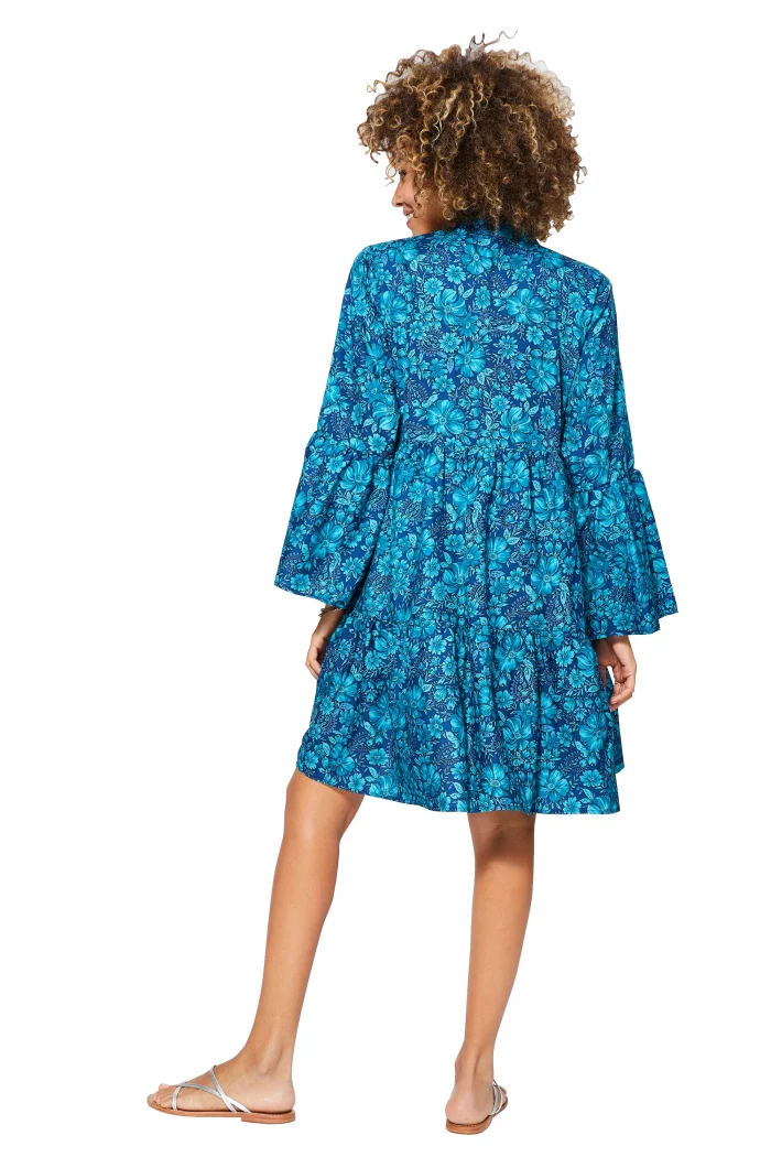 Robe bohème bleue courte à manches longues - RLIP0602A – Image 2