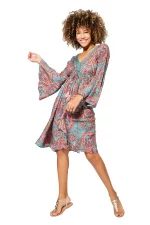 Robe bohème mi-longue colorée à manches longues - RLIP0603A