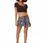 Short boho aux motifs orange et bleu - SIP0037F