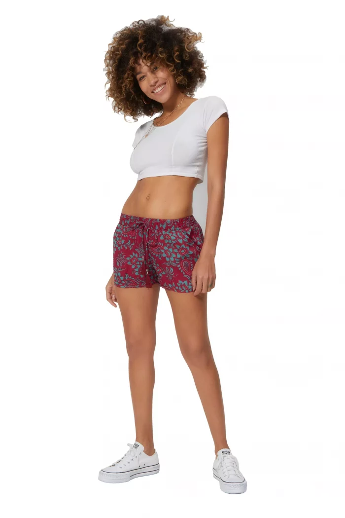 Short rose imprimé fleur turquoise - SIP0039G – Image 1